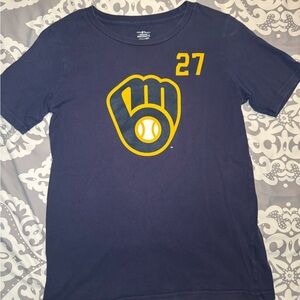 Genuine Merchandise Navy and Gold Milwaukee Brewers Tee
